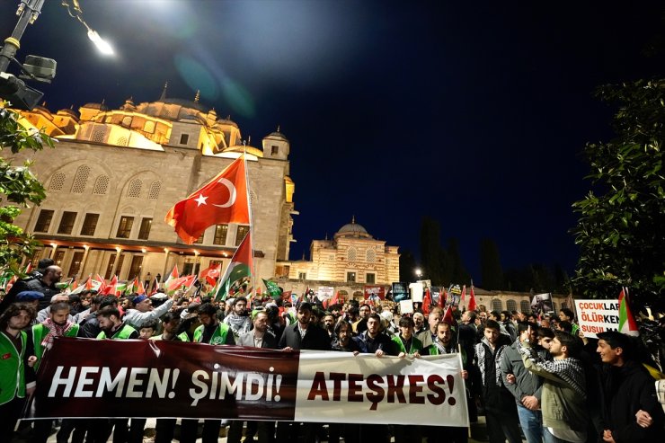 Fatih Camisi'nden Edirnekapı'ya Filistin'e destek yürüyüşü