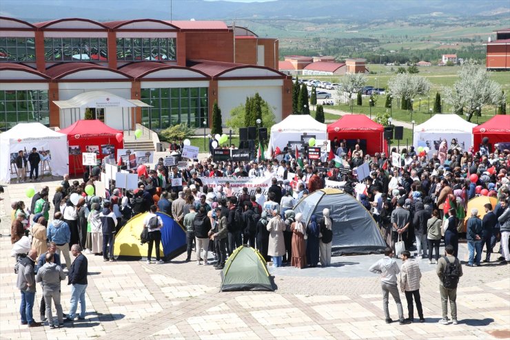 Kastamonu Üniversitesi öğrencileri İsrail'in Gazze saldırılarına karşı yürüdü