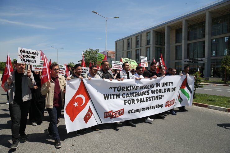 Edirne’de üniversite öğrencileri İsrail'i protesto etti