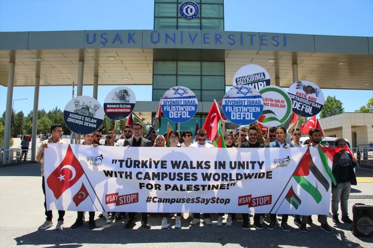 Uşak'ta üniversite öğrencileri İsrail'i protesto etti