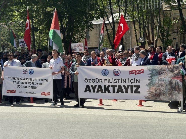 Afyonkarahisar'da üniversiteliler İsrail'in Gazze'ye saldırılarını protesto etti