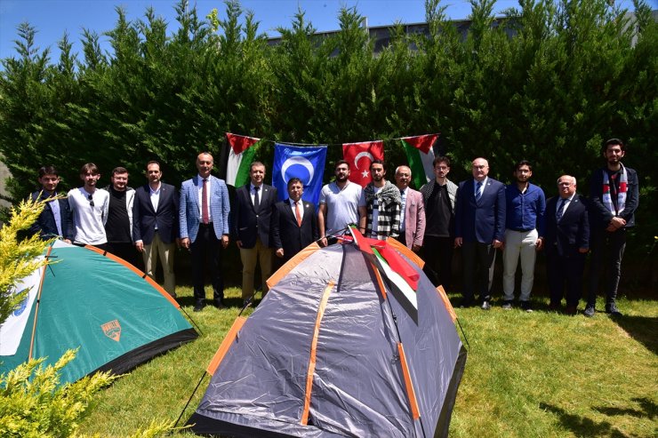 Balıkesir Üniversitesi öğrencileri Gazze'ye destek için çadır nöbeti başlattı