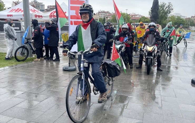 Konya'da İsrail'in Gazze'ye yönelik saldırılarını protesto etmek için pedal çevirdiler