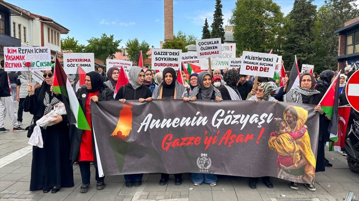 Uşaklı kadınlar, Gazze'deki mazlum anneler için yürüdü