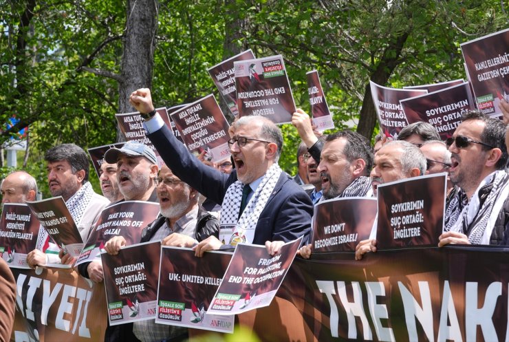 İngiltere, İsrail'in katliamlarına destek verdiği gerekçesiyle Ankara'da protesto edildi