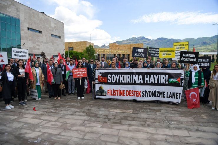 Tunceli'de üniversite öğrencileri Filistin'e destek yürüyüşü düzenledi