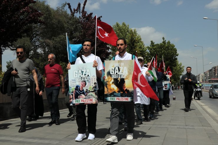 Kayseri'de İsrail'i protesto için gerçekleştirilen "sessiz yürüyüş" 27. haftasında