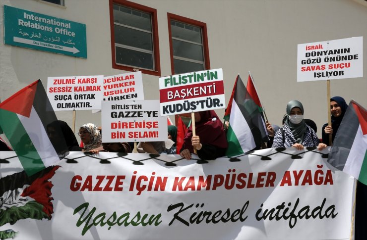 İsrail'in Gazze'ye yönelik saldırıları Bitlis'te protesto edildi