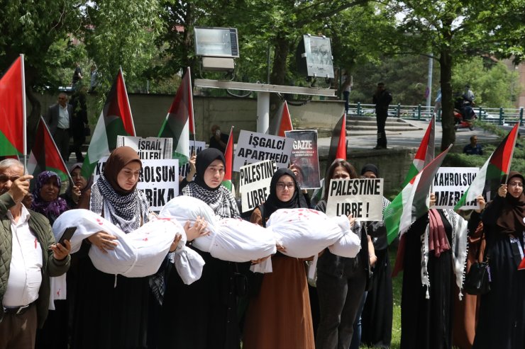 Kayseri'de üniversite öğrencileri İsrail'in Refah'taki saldırılarını protesto etti