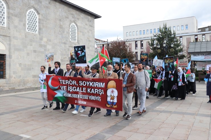 Erzurum ve Kars'ta Gazze'ye destek için "sessiz yürüyüş" yapıldı