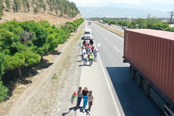 Kahramanmaraş'ta Gazze'ye destek için düzenlenen 40 kilometrelik yürüyüş sona erdi