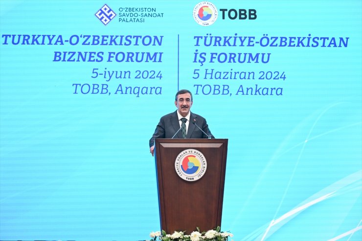 Cumhurbaşkanı Yardımcısı Yılmaz, Türkiye-Özbekistan İş Forumu'nda konuştu: