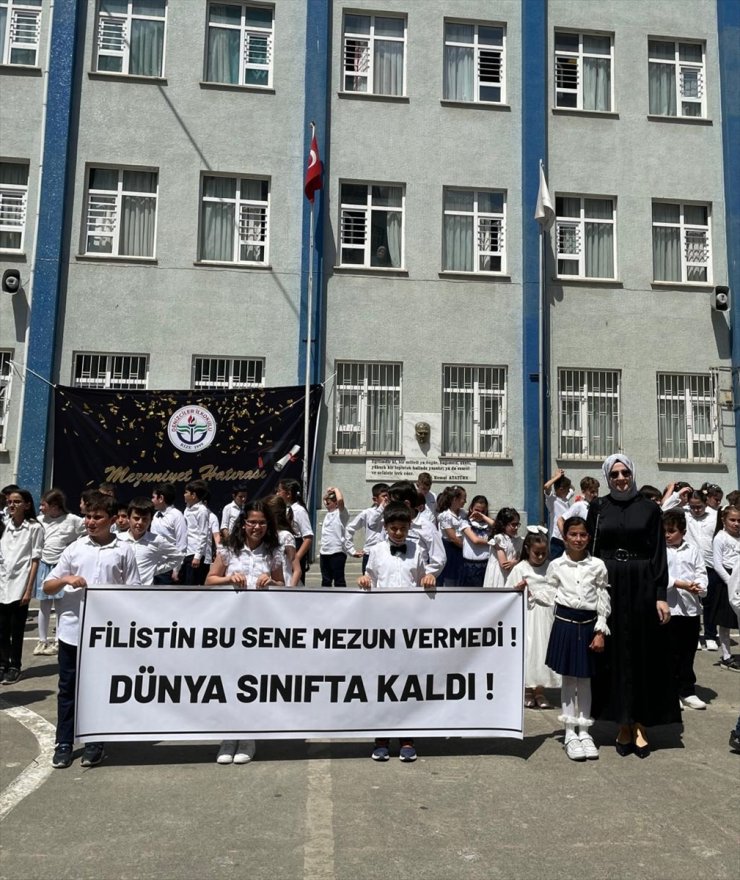 Rize'de ilkokul öğrencilerinden Filistin'e destek