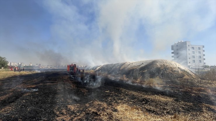 Şanlıurfa'da çıkan anız yangınında yaklaşık 200 ton saman yandı