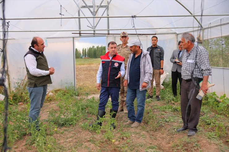 Bayburt Valisi Eldivan dolu ve sağanaktan zarar gören alanları inceledi