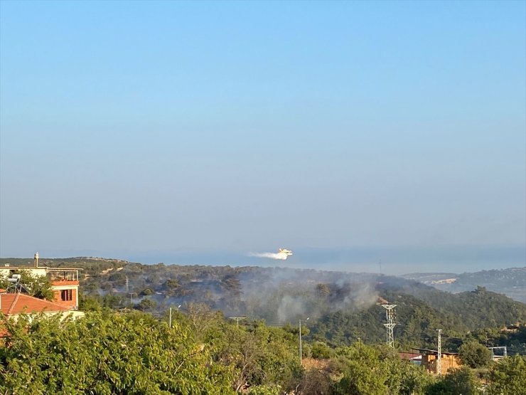 Çanakkale'nin Ayvacık ilçesinde çıkan orman yangınına müdahale ediliyor