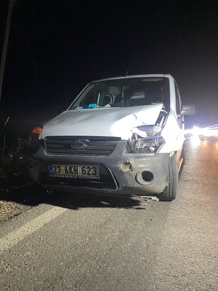 Gaziantep'te iki otomobil büyükbaş hayvana çarptı, 2 kişi yaralandı