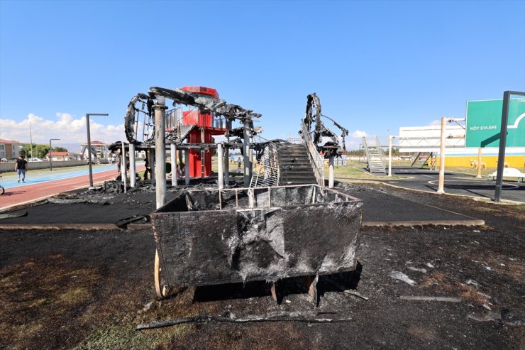 Erzurum'da trafik eğitim parkında çıkan yangın söndürüldü