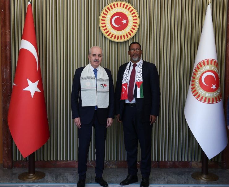 TBMM Başkanı Kurtulmuş, Güney Afrikalı Milletvekili Zwelivelile ve sporcu Jeff Monson ile bir araya geldi