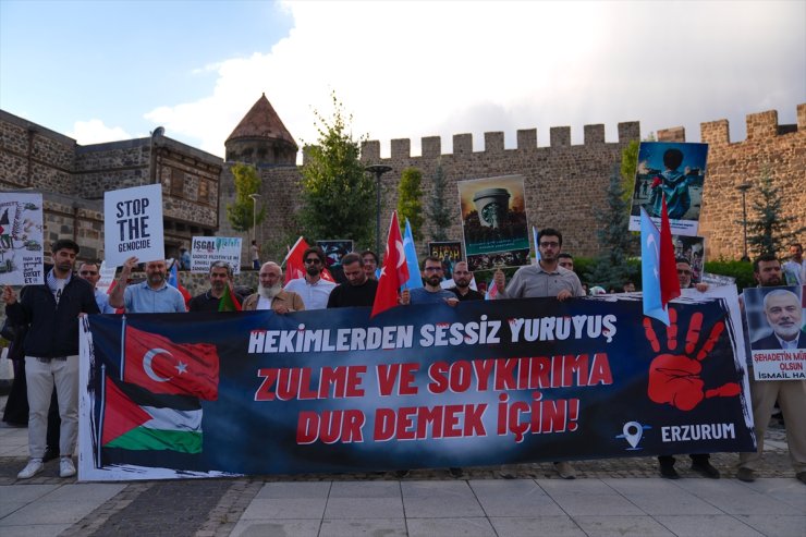 Erzurum'da hekimler ve sağlık çalışanlarından Gazze için "sessiz yürüyüş"