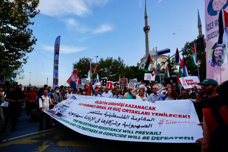 İstanbul'da Filistin direnişine destek yürüyüşü düzenlendi