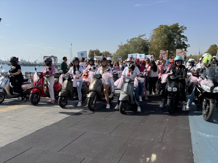 Tekirdağ'da motosikletli kadınlar, "Pembe Festival" turuyla meme kanserine dikkati çekti