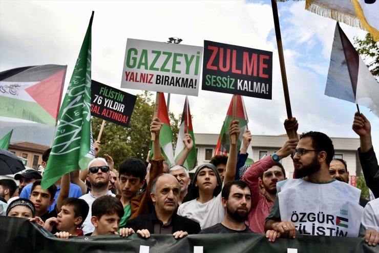 Bursa ve çevre illerde Gazze'ye destek yürüyüşleri düzenlendi