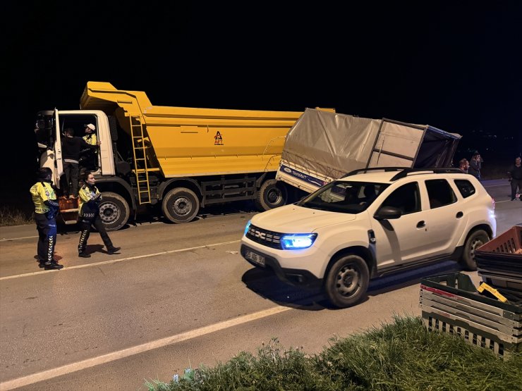 Erzurum'da yol kenarındaki kamyona çarpıp şarampole düşen kamyonetin sürücüsü yaralandı