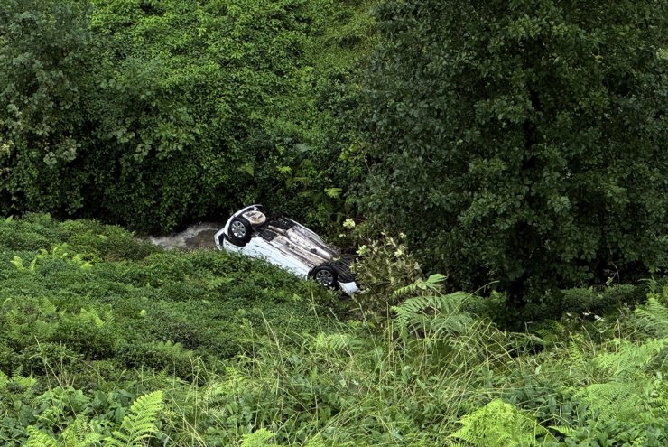 Rize'de uçuruma yuvarlanan otomobilin sürücüsü yaralandı