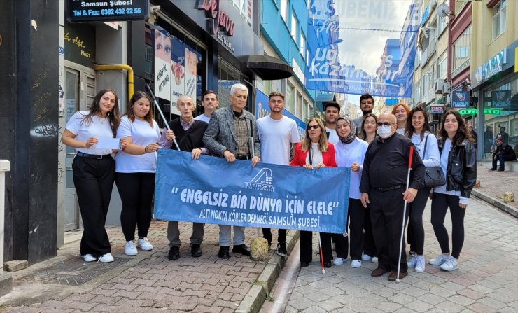 Samsun'da beyaz baston kullanan yayalara sürücülerin duyarlılığı test edildi