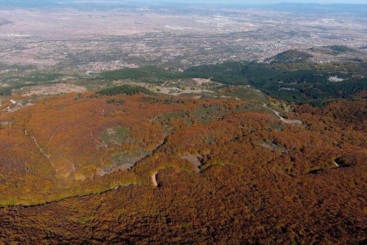 Kütahya'daki Boyalı Dağı, sonbaharın renklerine boyandı