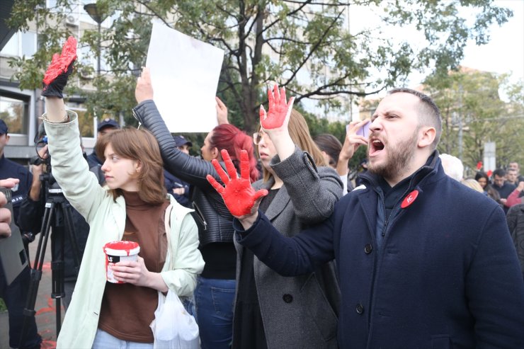 Sırbistan'da tren istasyonunda 14 kişinin ölmesi nedeniyle protesto düzenlendi