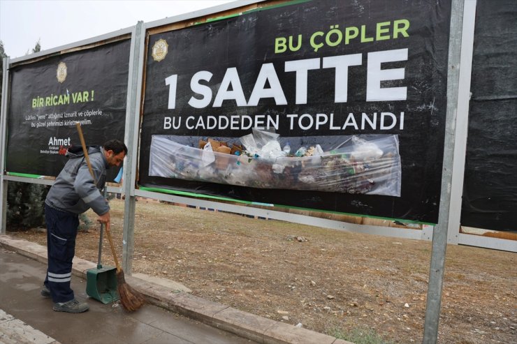 Kırıkkale Belediyesinden "çöplü bilboard" ile çevre temizliği uyarısı