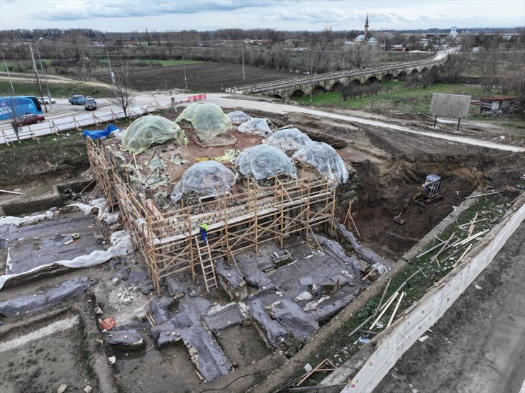 Edirne'deki 15. yüzyıl eseri Gazi Mihal Hamamı'nın restorasyonu sürüyor