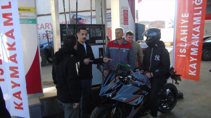 Gaziantep İslahiye'de kask takan motosiklet sürücülerine indirimli akaryakıt