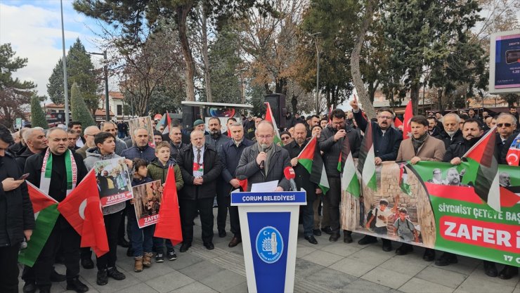 Çorum'da Gazze'deki ateşkes dolayısıyla basın açıklaması yapıldı