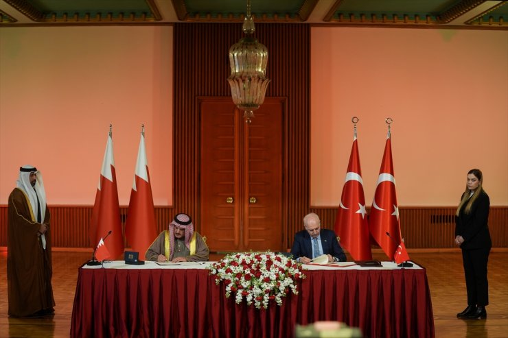 TBMM Başkanı Kurtulmuş, Bahreyn Temsilciler Meclisi Başkanı Al Musalam ile basın toplantısı düzenledi: (1)