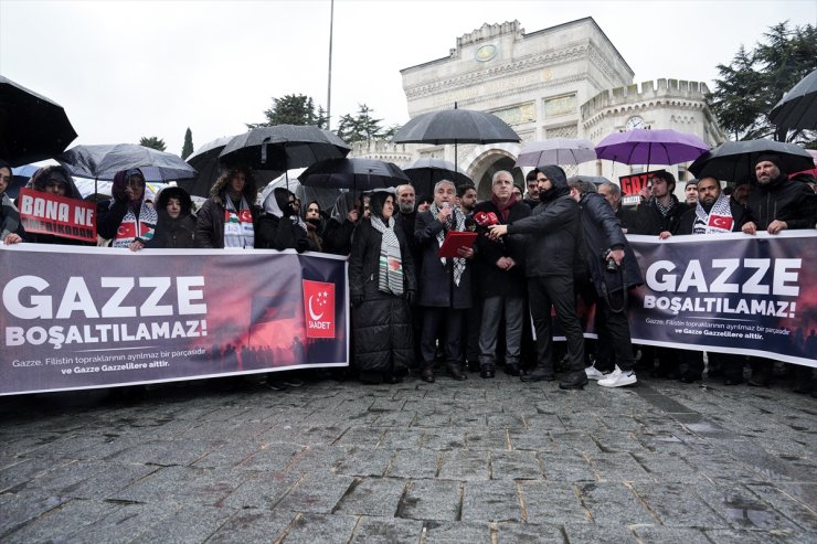 İstanbul'da Trump'ın Filistinlileri yerinden etme planına karşı protesto düzenlendi