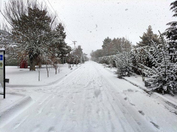 Niğde'nin Bor ilçesinde kar etili oluyor