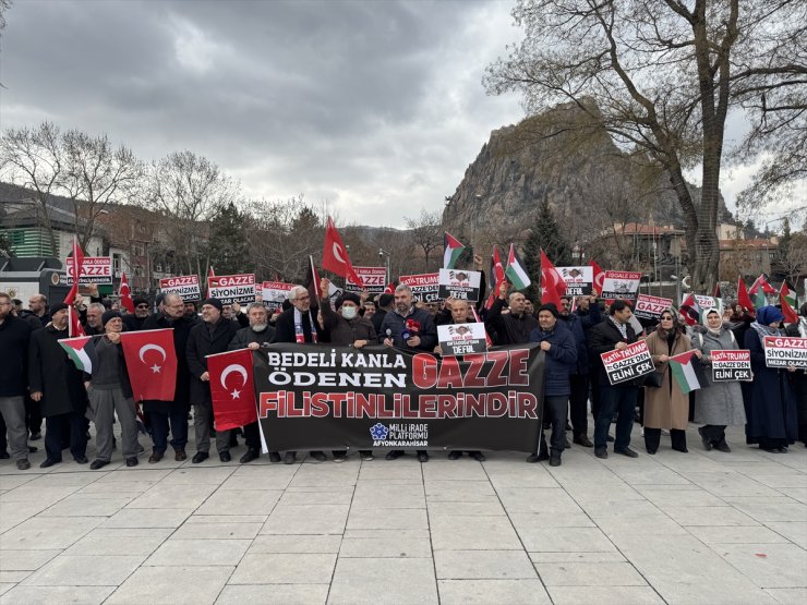 Afyonkarahisar'da Filistinlileri zorla yerinden etme planına karşı protesto düzenlendi