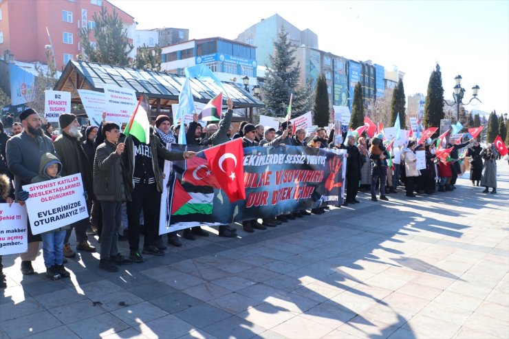 Erzurum Sivil Toplum Platformu ile sağlık çalışanları Gazze için yürüdü
