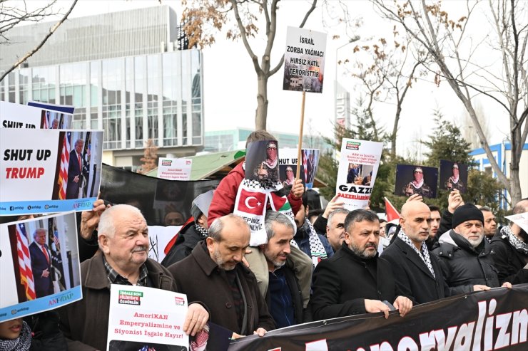 Trump'ın Gazze'ye yönelik sözleri, ABD'nin Ankara Büyükelçiliği önünde protesto edildi