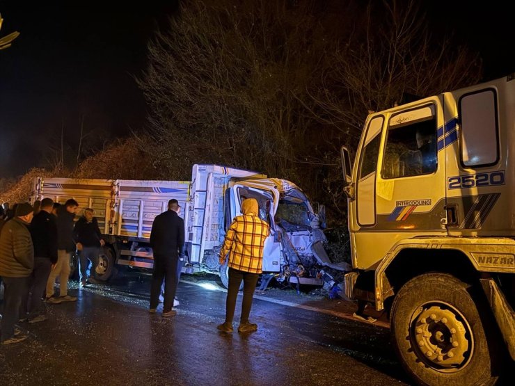 Düzce'de kargo aracıyla çarpışan kamyonun sürücüsü ağır yaralandı